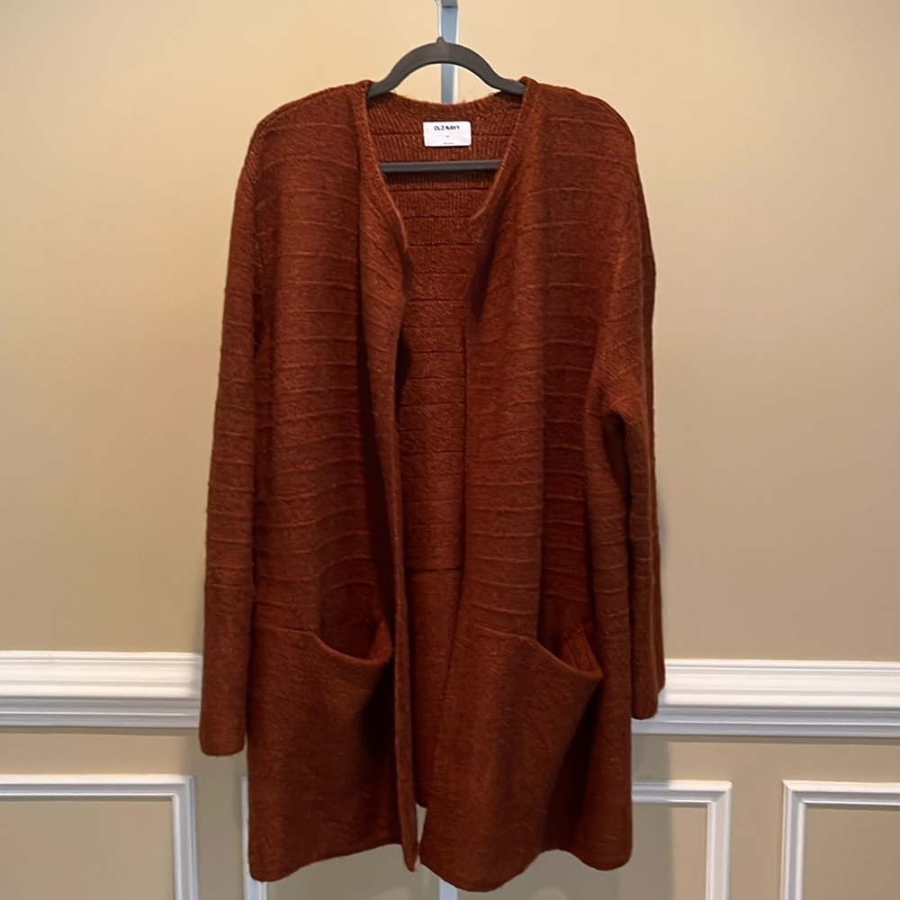 Old Navy Rust Long Open Cardigan Sweater with Pockets Size XXL